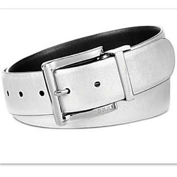 Dkny Accessories - DKNY Leather Reversible Belt Silver Black Small
